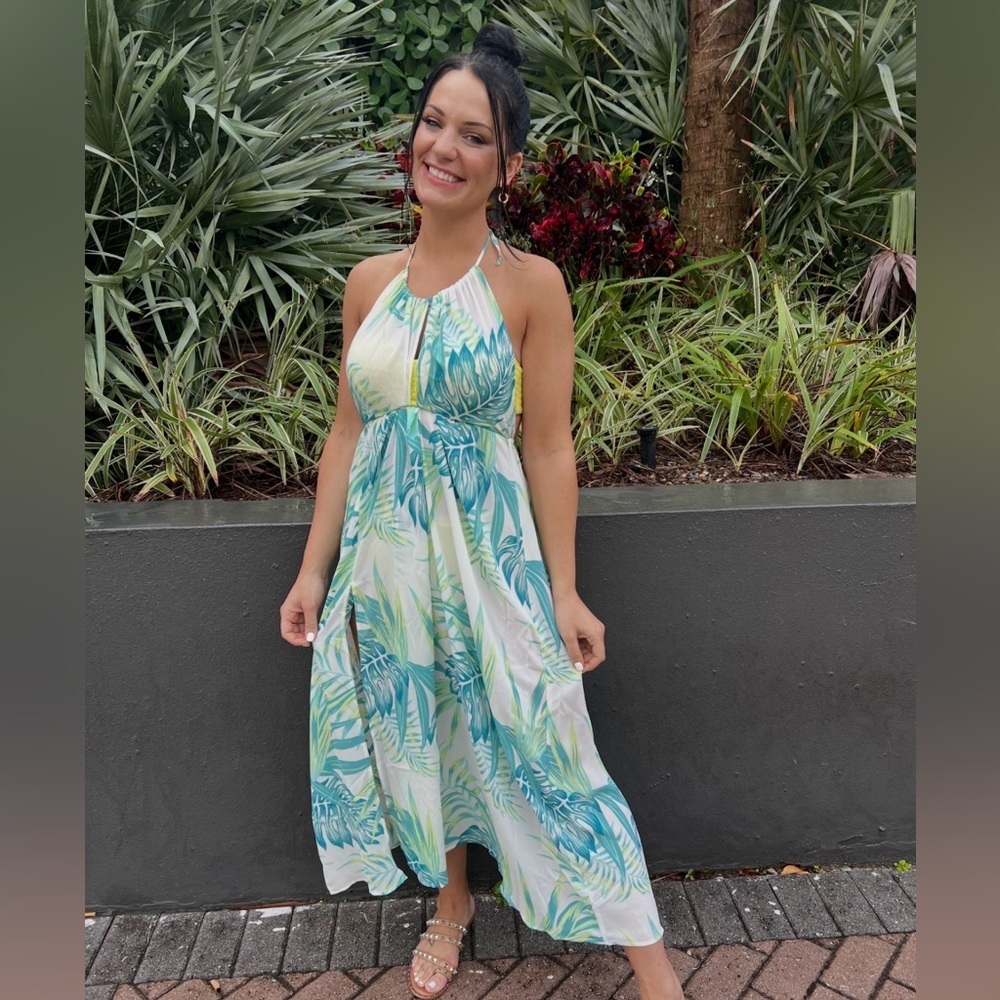 Cupshe Tropical Halter Maxi Dress